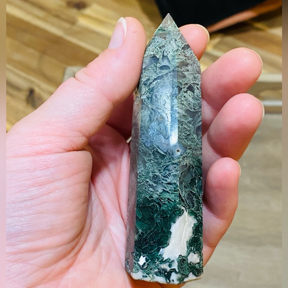 Moss Agate large crystal  Tower